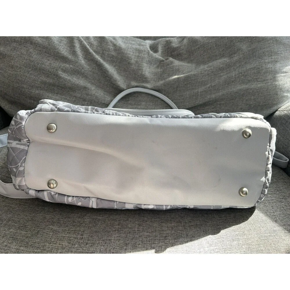 Laura Ashley Baby Gray Floral Diaper Bag Tote Changing Pad Pockets